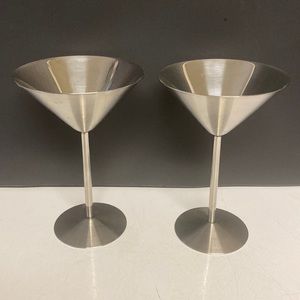 Stainless Steel Martini Glasses Set of Two 8oz